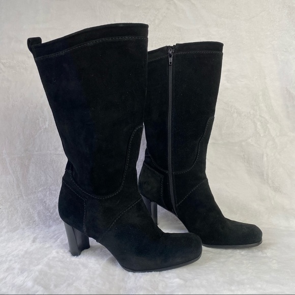 Stuart Weitzman Black Leather Heeled Boots - Picture 2 of 12